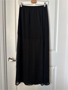 Garage black sheer maxi skirt with long side slits, small
